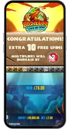 Big Bass Floats My Boat retrigger win screen