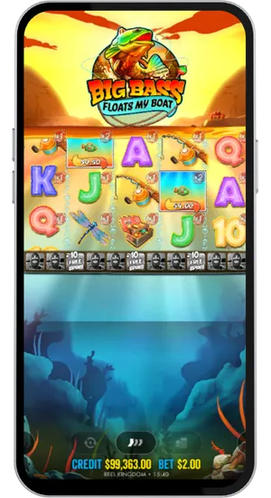 Big Bass Floats My Boat free spins round in progress with money fish symbols and free spins counters visible on the reels